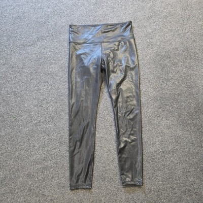 Athleta Pants Womens Small Gray Elation 7/8 Gleam Shimmer Faux Leather Stretch