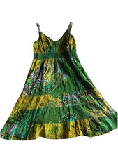Keawa Tropical Green Tank Dress Womens Size S/M
