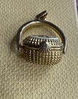 Gold Tone Pewter Oval Charm Pendant, Bezel Set, Signed — photo 4