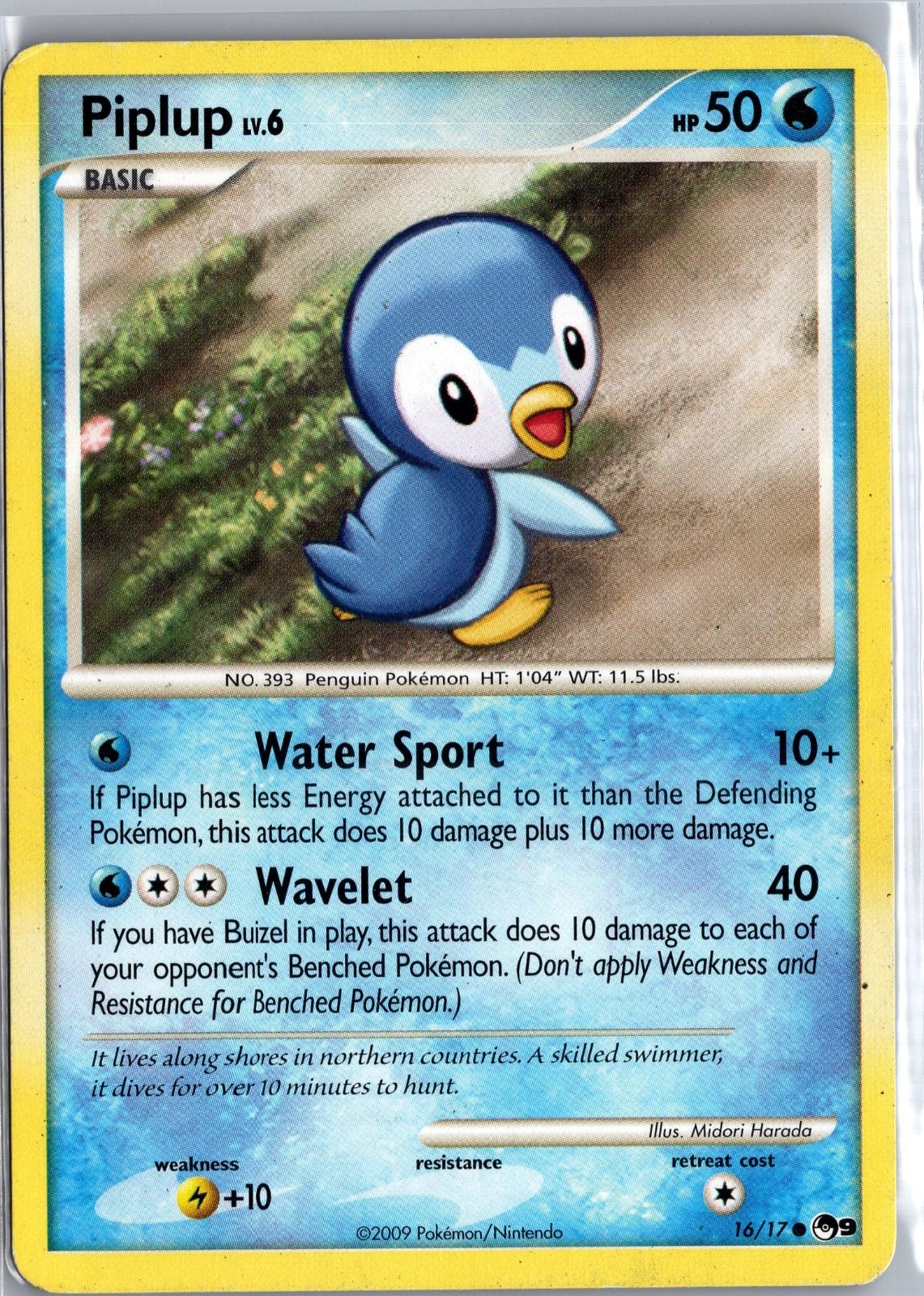 Piplup 16/17 Common POP Series 9 Pokemon Moderately Played