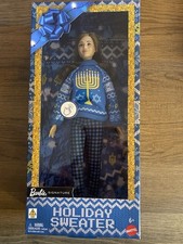 Barbie Signature Ugly Holiday Sweater Blue LightUp Hanukkah Menorah 2026 - NEW
