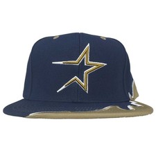Houston Astros Mitchell  Ness MLB Snapback Hat Cap 3D Logo Navy Gold NWT