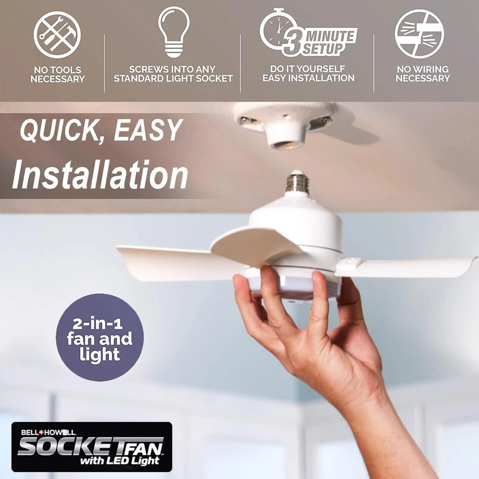 Socket Breeze Ceiling Fan with Adjustable Light - Image 4 of 4