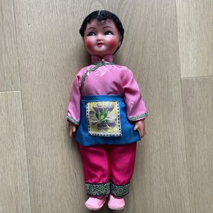 Vintage Chinese Girl Doll Jointed Composition Traditional Clothing Souvenir 10”