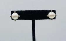 David Yurman Sterling Silver & 18k Gold Pearl & Diamond Stud Earrings