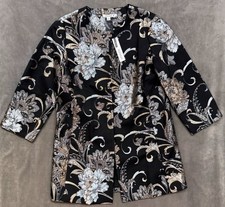NEW CHICO'S 190 TRAVELERS COLLECTION JACQUARD FLORAL SHINE JACKET SZ M