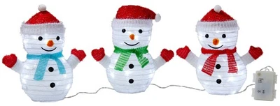 LED Weihnachtsfiguren Set: 3 beleuchtete Schneemänner Timer Perfekte Winterdeko - Bild 1 von 4
