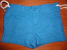 If It Were Me Girls Size 5 New Blue Aqua Shorts Linen Cotton Adjustable Waist