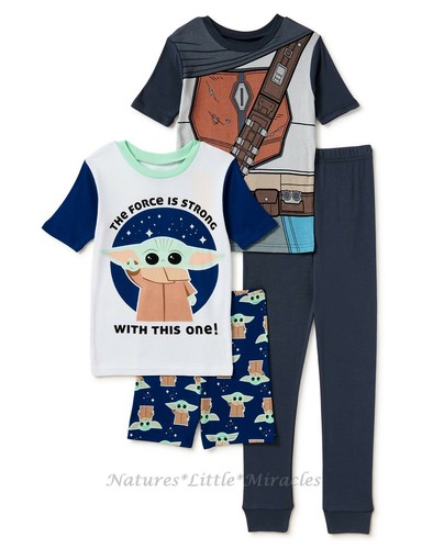 Baby Yoda Boys Pajamas Size 4 6 8 Star Wars The Mandalorian Cotton Set Girls NWT - Picture 4 of 4