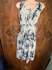 Mint Velvet Size 8 Dress Zip Front Grey Chiffon High Low Hem Party Evening 