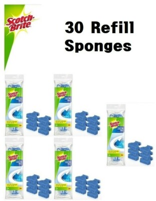 USA SHIP 3M Scotch Brite Disposable Toilet Cleaner Refill Sponges 30 