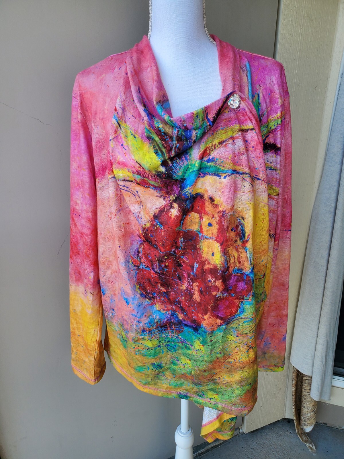 Leoma Lovegrove Open Front Cardigan Women XL Pineapple Print Single
