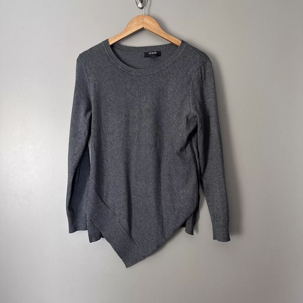 Verve Assymetrical Hem Crew neck Sweater
