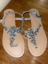 David's Bridal DB Studio Gemma Bridal Flip Flop Sandals Silver Bling Size 6M