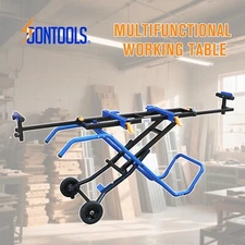 Industrial Miter Saw Stand-350kg Capacity,Foldable to 56"x23",Adjustable Length
