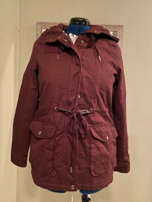 Bershka Women's Sz S NWT Sherpa Lined Hoodie Drawstring Zip Winter Coat Jacket