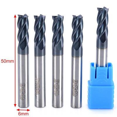 5pcs 6mm x 50mm Hartmetall 4 Flöte Schaftfräser CNC Fräser HRC50 TIALN Neu  Y7S2