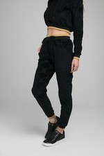 SikSilk Womens Black Devore Velvet Joggers UK10 Small