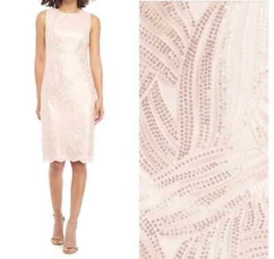 vince camuto sequin lace sleeveless sheath dress Vince Camuto NWT $138 Gold Sequin Mesh Sheath Dress in Blush | Size 6 |  Gorgeous