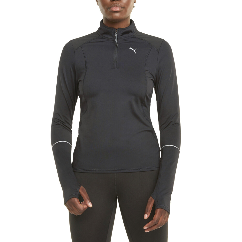 Puma Run Утепленный пуловер на молнии с длинным рукавом, женский размер XL, Повседневная спортивная одежда