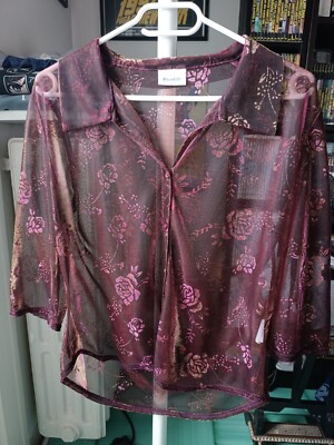 Shirt Shirt Bluse Gr. 44 IT Pimkie lila rosa transparent Metallic Reflexe