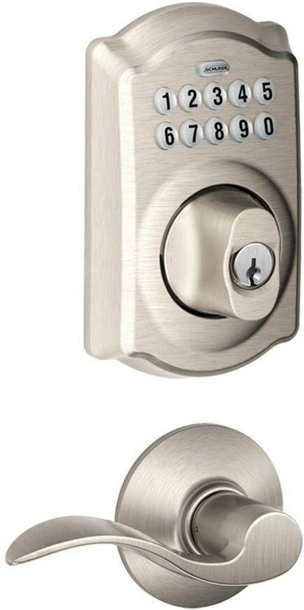 Schlage FBE365 Schlage V CAM 619 ACC Camelot Satin Nickel Keypad Combo Pack with