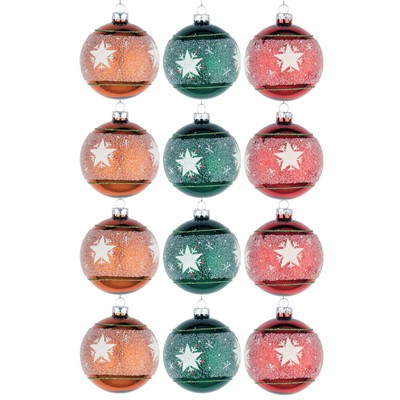8cm Glaskugeln Christbaumschmuck Kugeln Weihnachten hängend festlich Deko 12 Stück