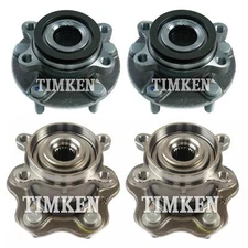 Front & Rear Wheel Bearing & Hub Assembly Kit Timken For Nissan Rogue AWD 12-13