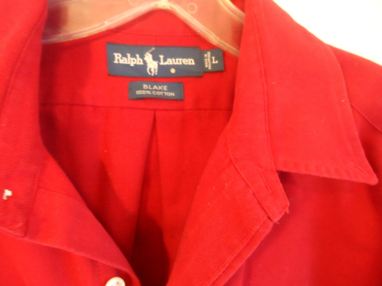 Ralph Lauren Blake Camicia Uomo Rosso Scuro Pony Cotone Pesante Manica Lunga Large