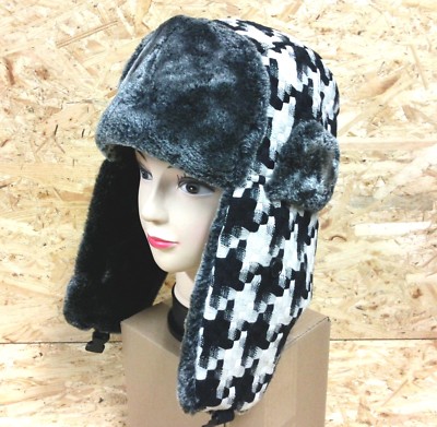 Berretto con Pelo Cappello Invernale di Pelliccia Uomo Donna Inverno  Bianco-Nero | eBay