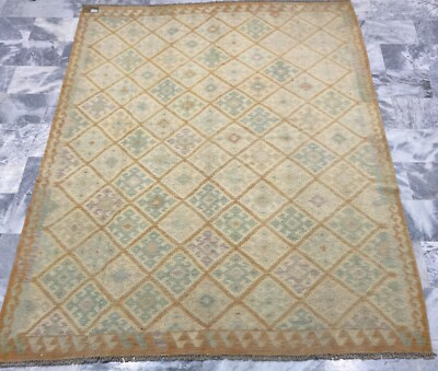 Afghan Vintage Kelim Nr.205 Mehrfarbig Wolle Wohnzimmer Azteken Teppich 218x295cm
