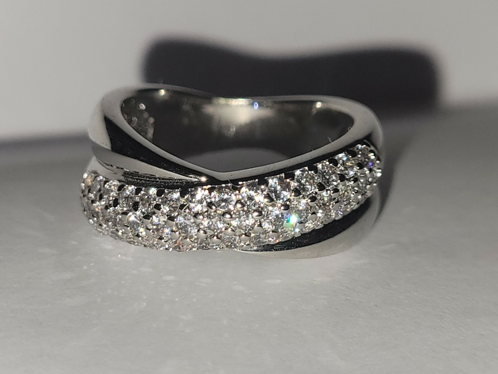 Sterling Silver With  Cubic Zirconia Accent Band Size 6.5