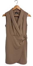 Tommy Hilfiger Women's Sleeveless Sand Brown V-Neck Short Sheath Dress Size 2