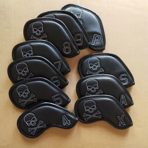 10x Synthetic Leather Golf Skull Iron Covers RH Magnetic Iron Club Headcover 4-X - Picture 3 of 6