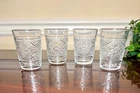 Set of 4 Vintage Anchor Hocking SANDWICH CLEAR 4" Glasses  Flat Tumblers 9 oz.