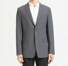 Theory Mens Wellar New Tailor Trim Fit Wool Blend Coat Blazer in Charcoal 435