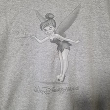 Walt Disney World Jacket Large Tinkerbell Grey Zip Up Hoodie Women  s Lrg Vintage