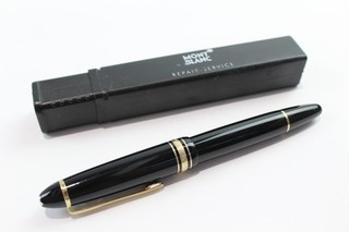 Vintage Montblanc Meisterstuck Fountain Pen Writing 14ct Gold Nib Black Casing