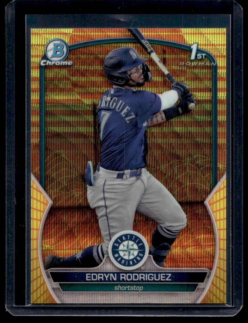 2023 Bowman Chrome Yellow Orange Vapor Edryn Rodriguez 40/75 Seattle Mariners