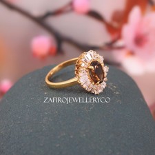 Smoky Quartz Ring, Birthday Gift, Women's Gift Ring, Pave Ring
