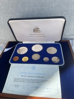 Barbados Coin Proof Set 1977 Etui Franklin Mint Silber 5 und 10 Dollar