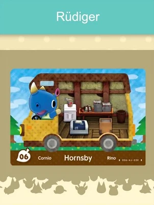 MARKENLOS Animal Crossing Amiibo Nfc Karte weiß #06 Rüdiger / Hornsby