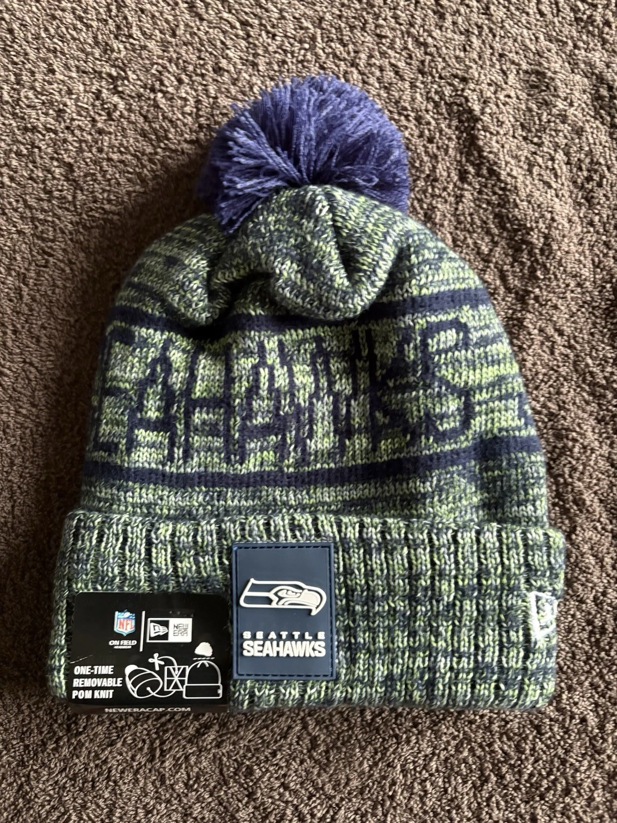 Seattle Seahawks NFL Bobble Beanie Multicoloured With Tags on & Team Logo