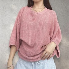 Chaps Vintage Oversize Strickpullover – Rosé Weite Ärmel Glanz-Effekt, Damen XL