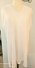 Catalina Womens White Lacy Mesh Hooded Swimsuit Cover Up SZ 1X Beachy Nautical