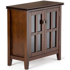 Simpli Home Artisan Wood 30" Transitional Low Cabinet in Russet Brown