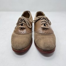 Vintage Bass Weejuns Women's Saddle Shoes 5.5 M Tan Brown Leather Suede Flats