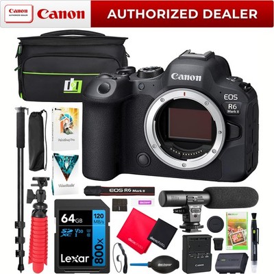 Canon EOS R6 Mark II Full Frame Mirrorless Camera Body + Accessories Kit Bundle