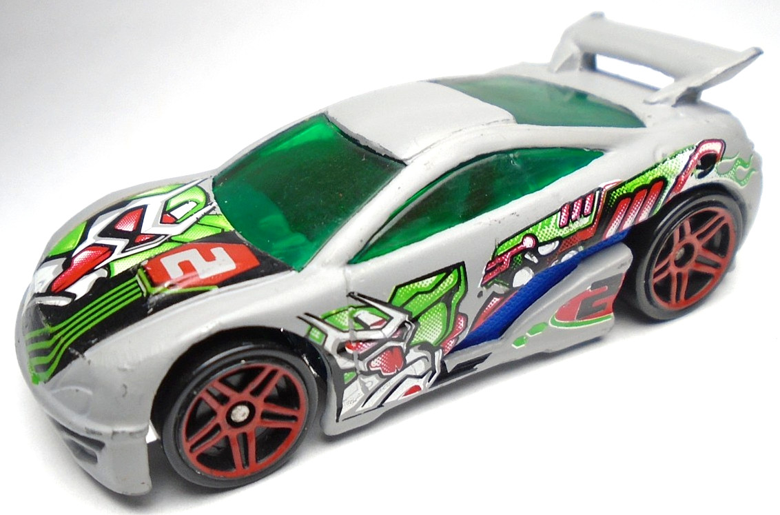 2003 HOT WHEELS HW ANIME SEARED TUNER #2 GRAY 1:64 DIECAST 2 5/8" CAR GREEN RED