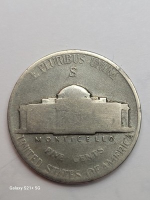1943-S Wartime Nickel 35% Silver Alloy Large Mint Mark S Letters